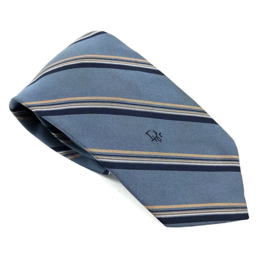 Christian Dior Light Blue Striped Necktie